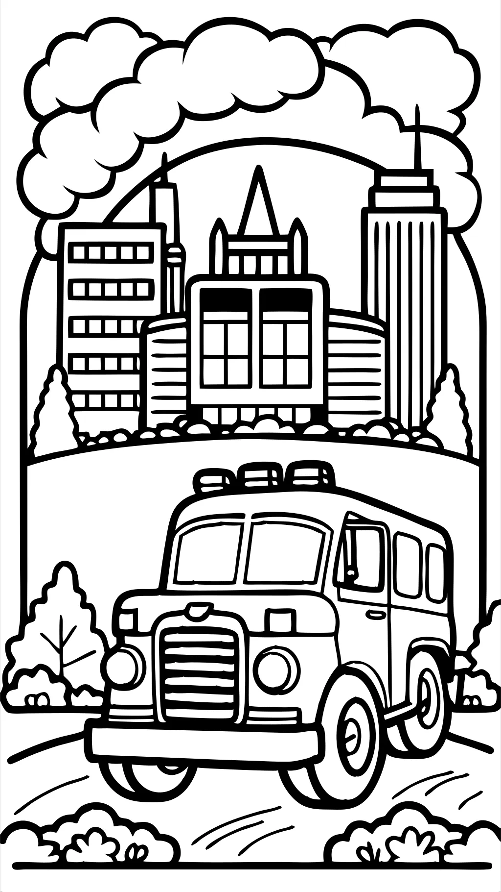 coloring page of a fire truck